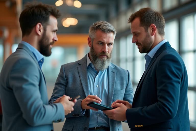 Logistics managers analyzing data on screens
